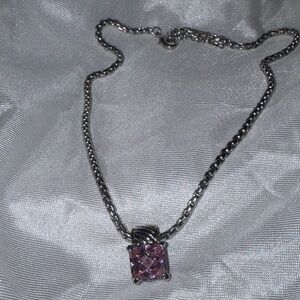 Elegant Silver Necklace with Pink Gemstone